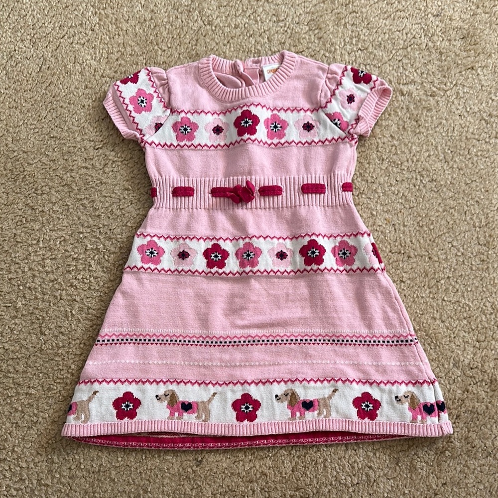 Pink Floral Knit Kids Dress